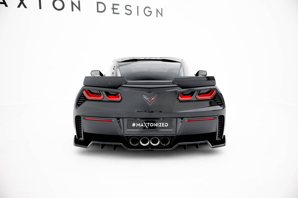 Maxton Design Mittlerer Diffusor Heck Ansatz DTM Look passend für Chevrolet Corvette Z06 C7 schwarz Hochglanz