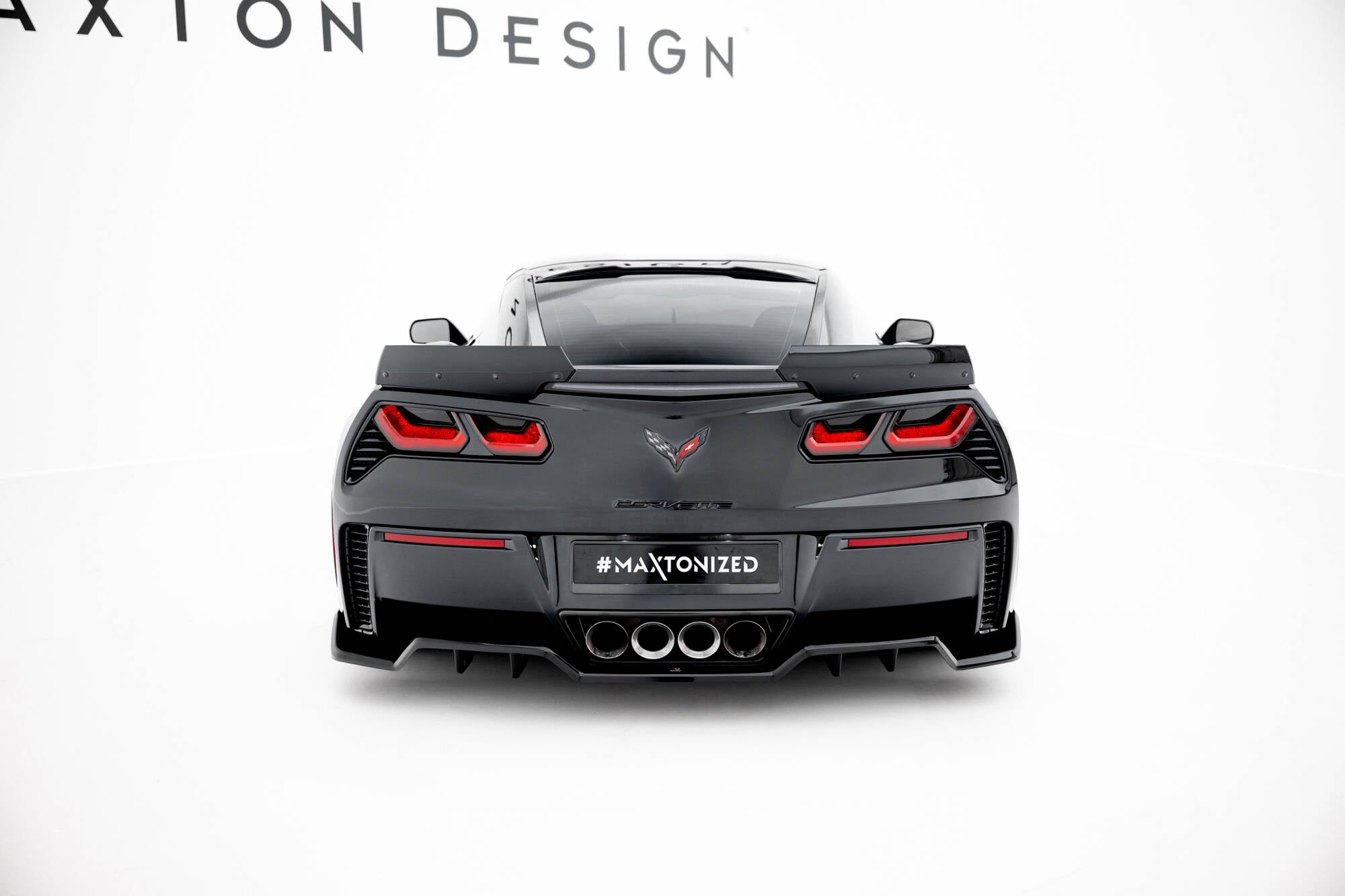 Maxton Design Mittlerer Diffusor Heck Ansatz DTM Look passend für Chevrolet Corvette Z06 C7 schwarz Hochglanz