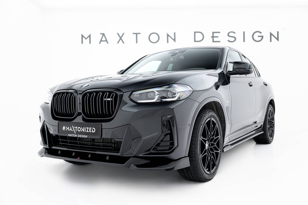 Maxton Design Street+ Spoilerlippe Front Ansatz V.2 passend für BMW X4 M-Paket G02 Facelift schwarz Hochglanz