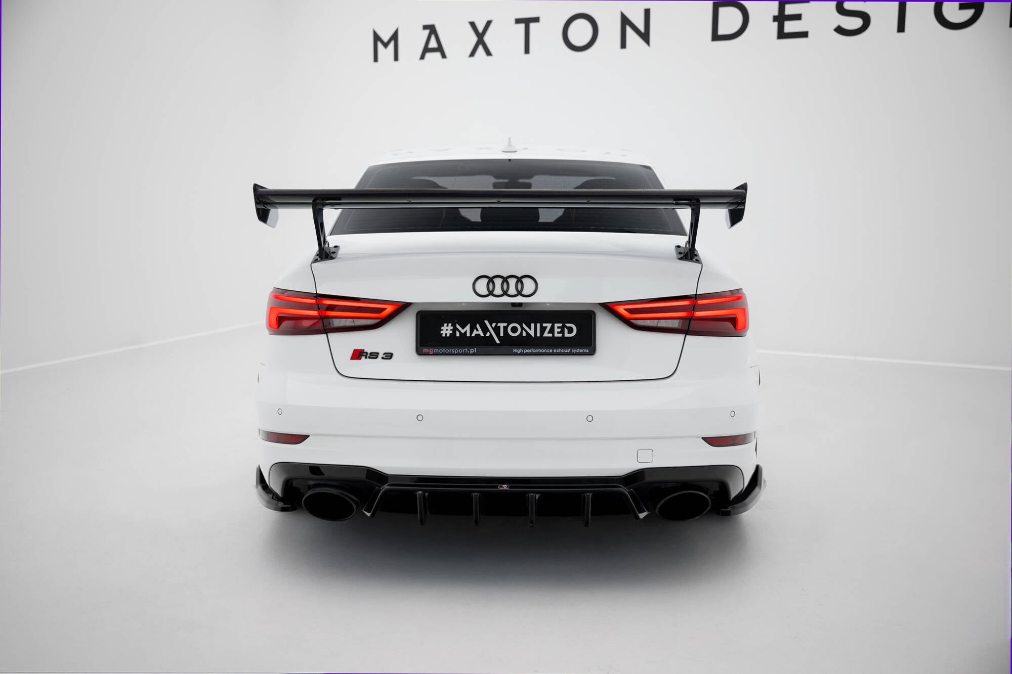 Maxton Design Carbon Spoiler With External Brackets Uprights Audi A3 / A3 S-Line / S3 / RS3 Limousine 8V / 8V Facelift für Audi A3