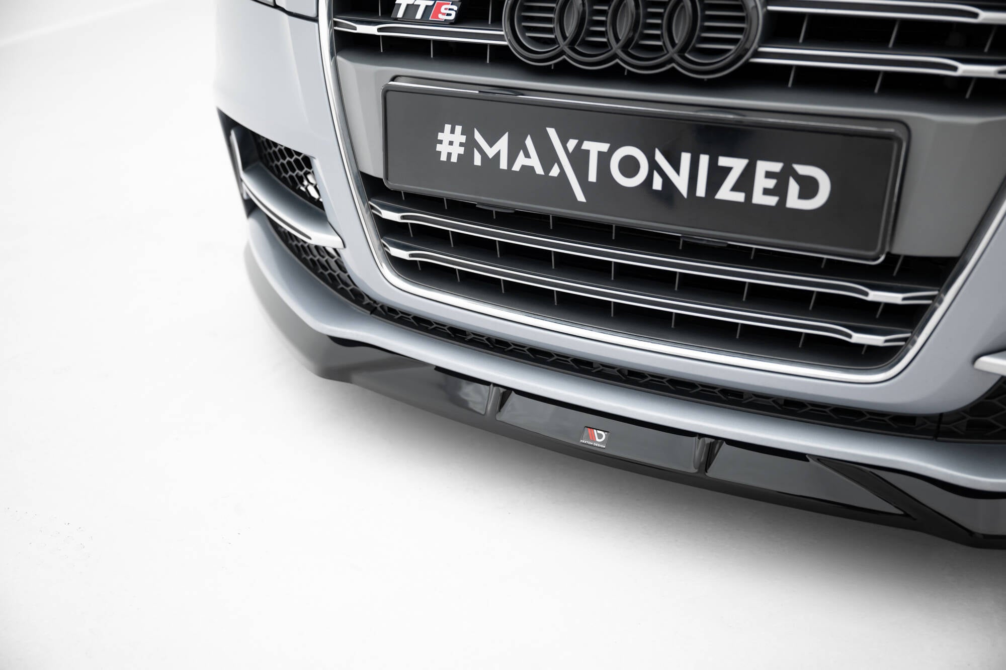 Maxton Design Street+ Spoilerlippe Front Ansatz V.2 passend für Audi TT S / TT S-Line 8J Facelift schwarz Hochglanz