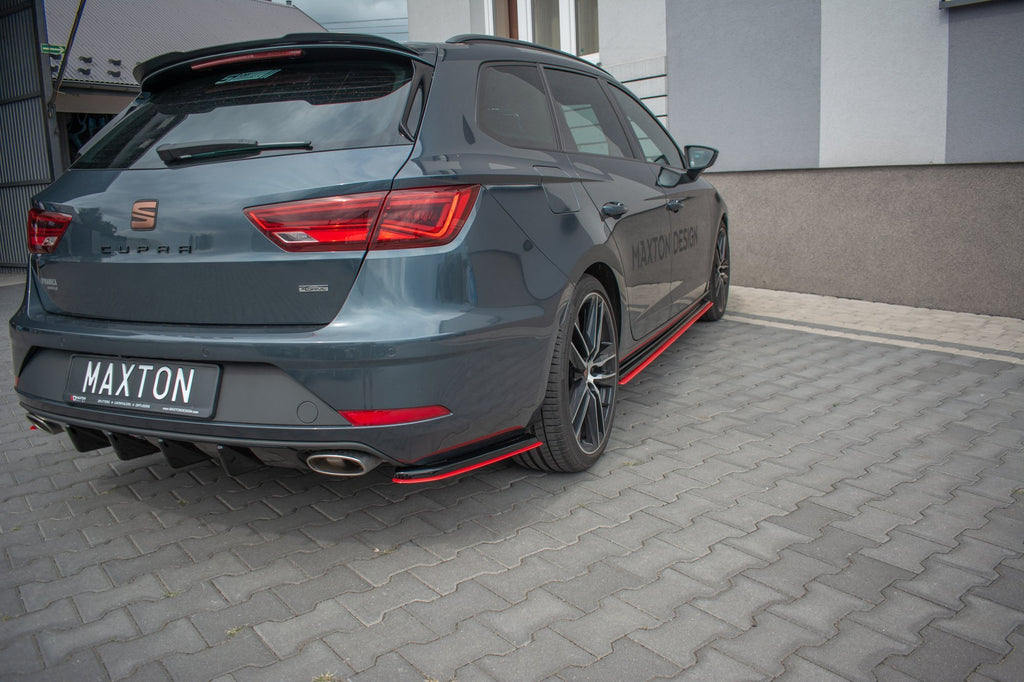 Maxton Design Heck Ansatz Flaps Diffusor passend für V.2 Seat Leon Mk3 Cupra ST Facelift schwarz Hochglanz