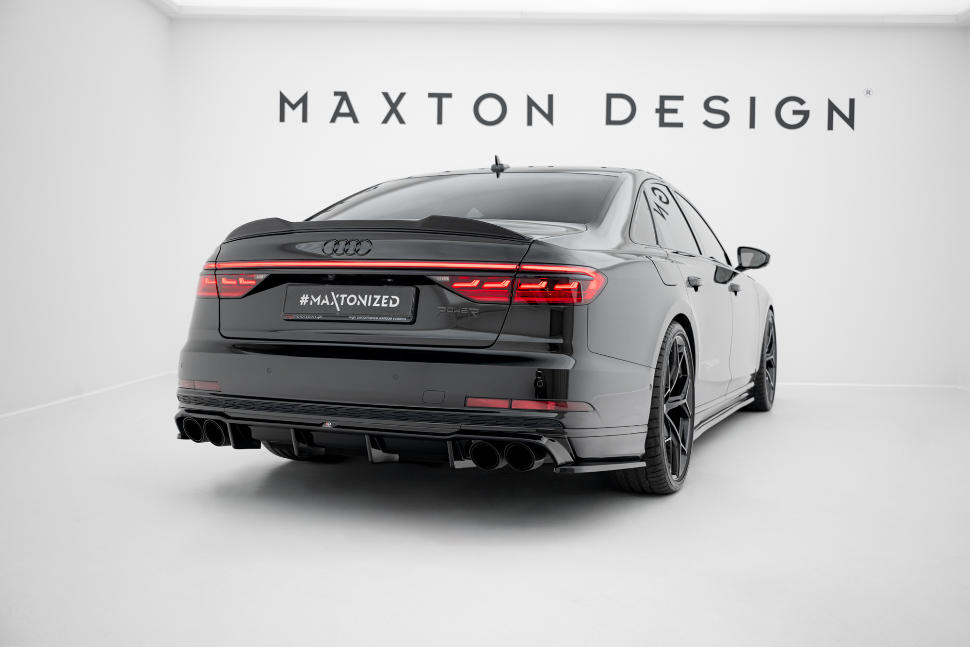 Maxton Design Diffusor Heck Ansatz passend für Audi S8 D5 schwarz Hochglanz