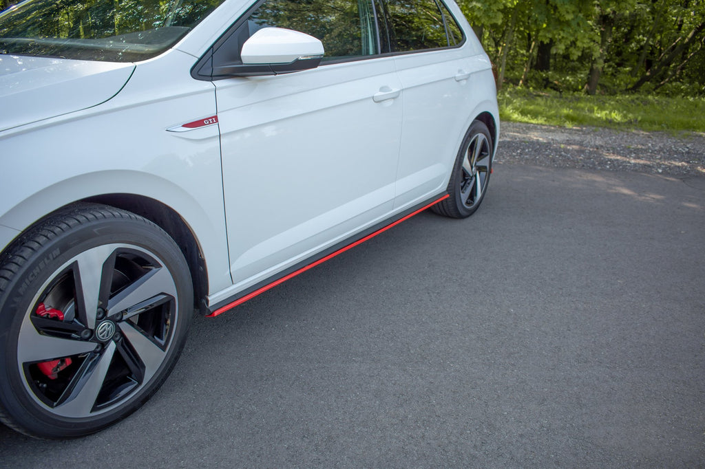 Maxton Design Side Skirts Diffusers VW Polo GTI / R-line Mk6 schwarz Hochglanz für Volkswagen Polo Mk6