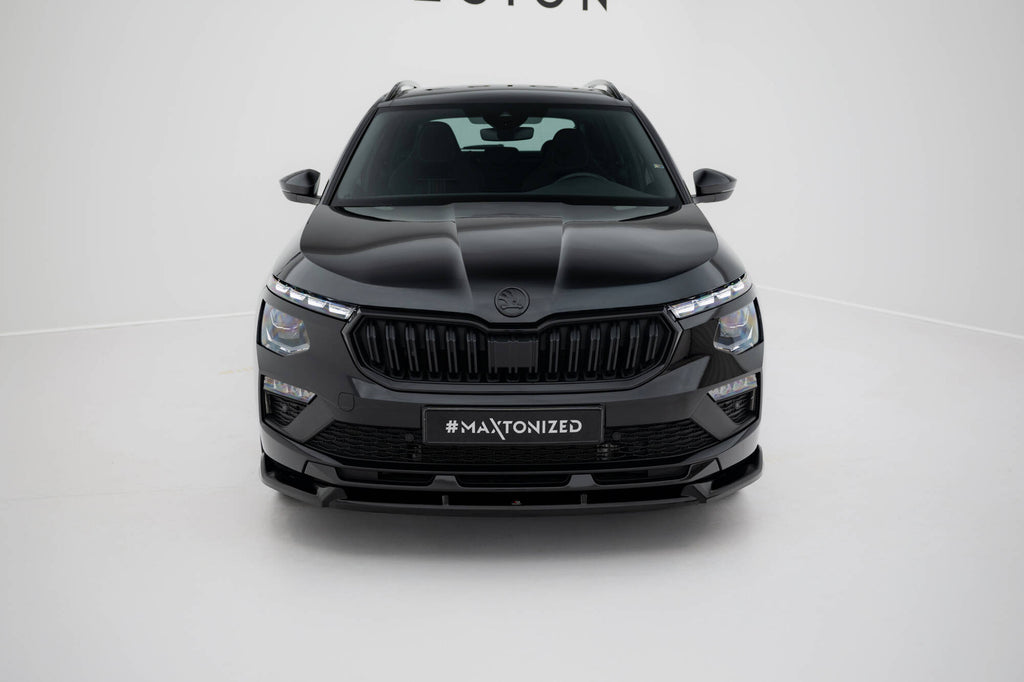 Maxton Design Street+ Spoilerlippe Front Ansatz V.2 passend für Skoda Kamiq Monte Carlo Mk1 Facelift schwarz Hochglanz