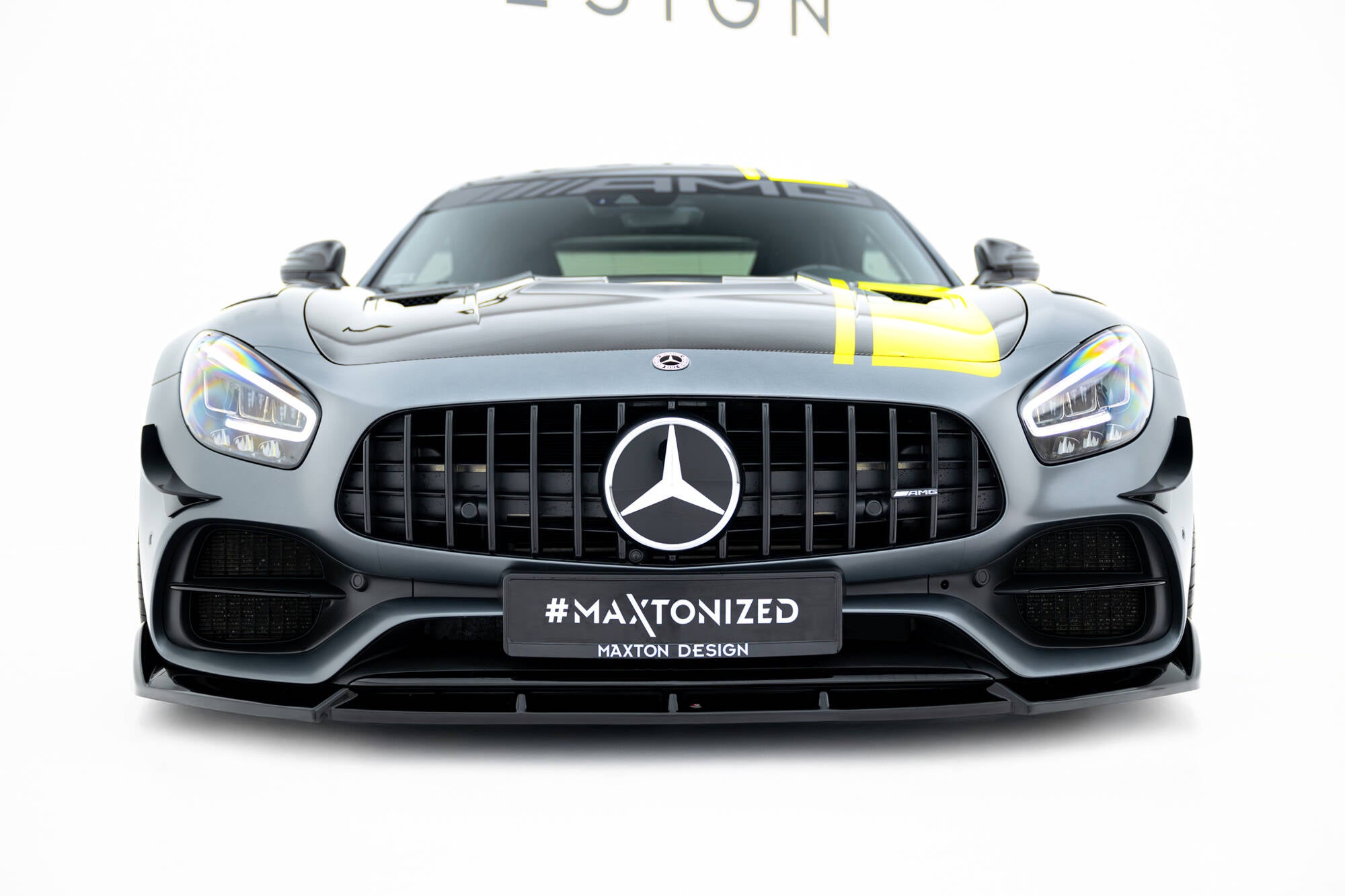 Maxton Design Street+ Spoilerlippe Front Ansatz passend für Mercedes-AMG GT C C190 Facelift schwarz Hochglanz