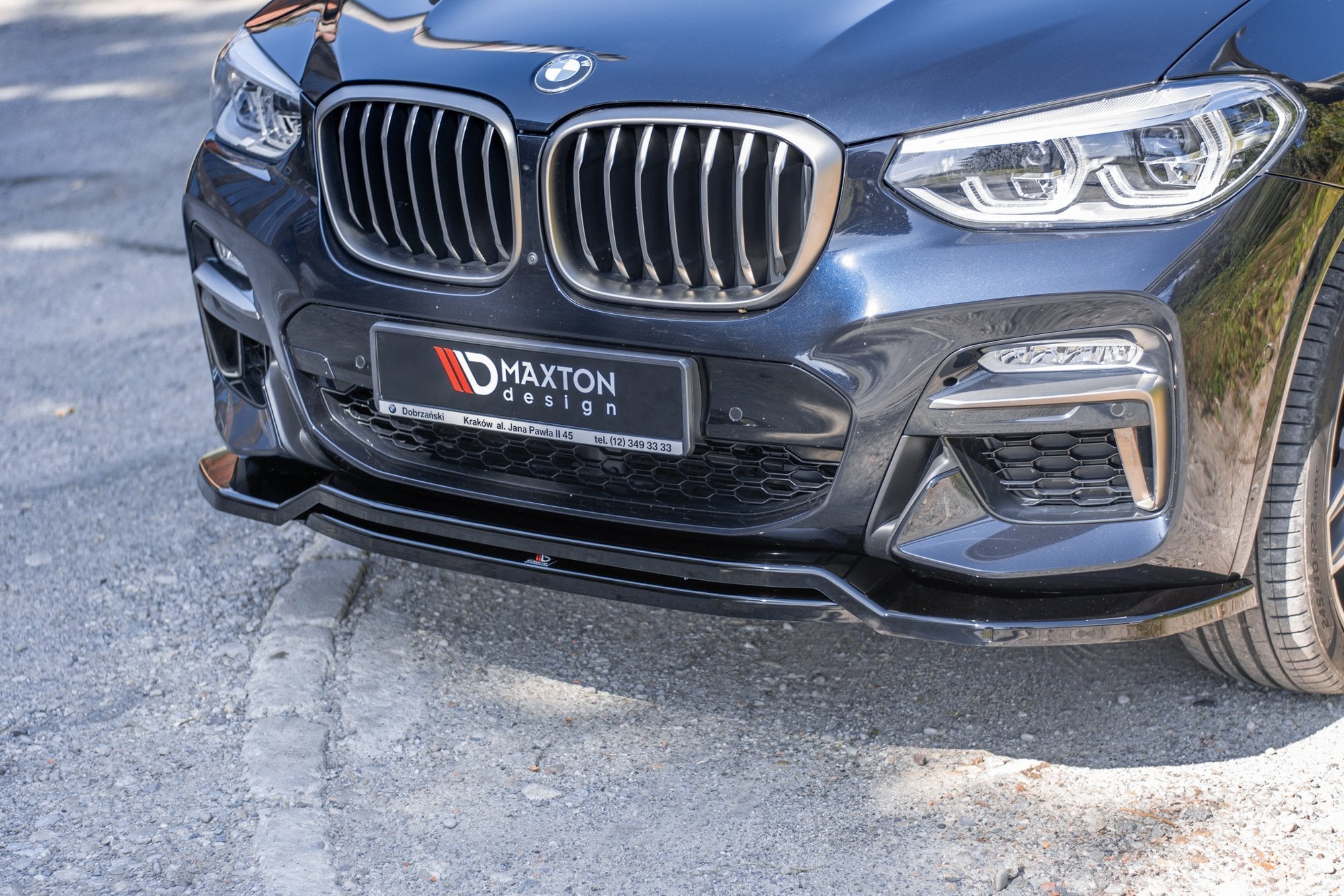 Maxton Design Street+ Spoilerlippe Front Ansatz passend für BMW X4 M-Paket G02 schwarz Hochglanz