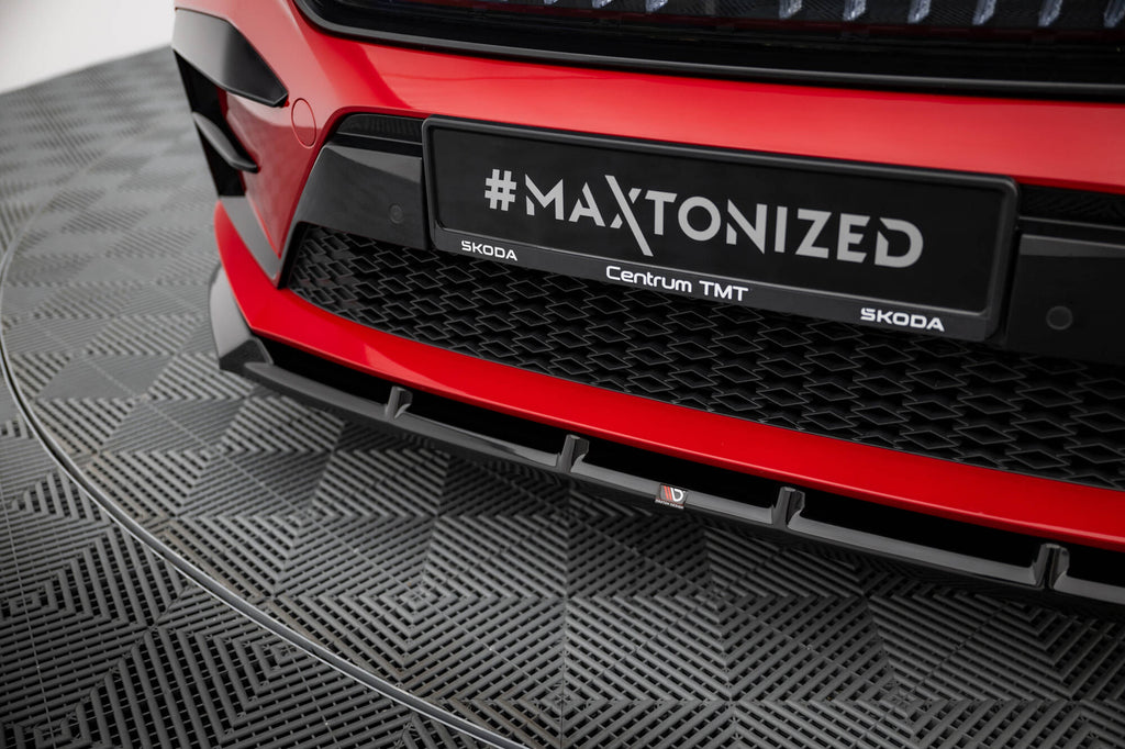 Maxton Design Street+ Spoilerlippe Front Ansatz passend für Skoda Enyaq Coupe iV RS schwarz Hochglanz