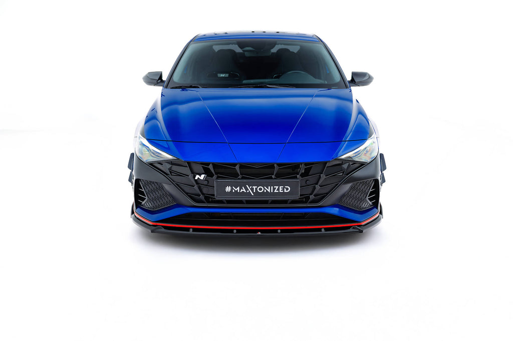 Maxton Design Street+ Spoilerlippe Front Ansatz V.2 passend für Hyundai Elantra N Mk7 schwarz Hochglanz