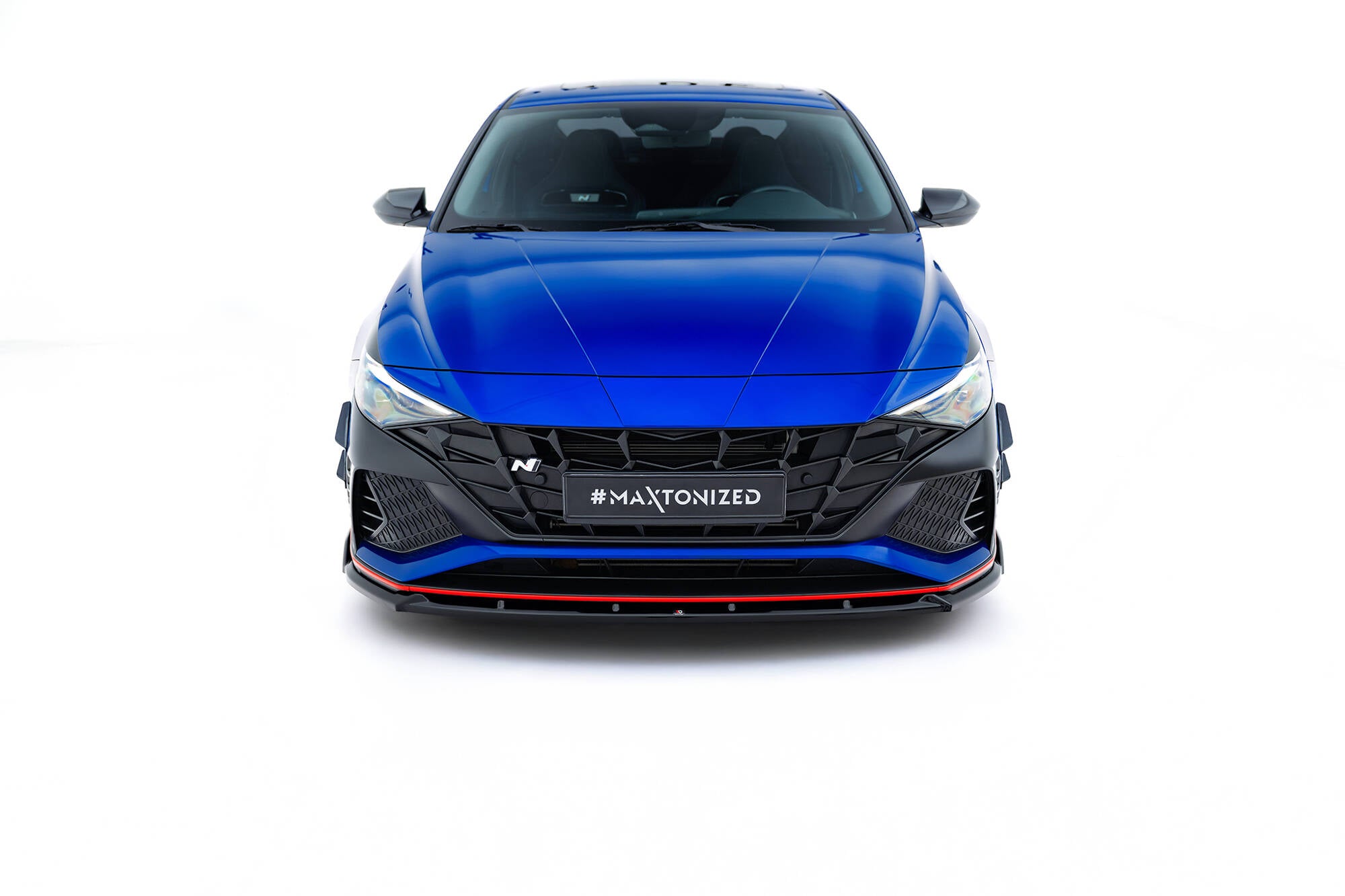 Maxton Design Street+ Spoilerlippe Front Ansatz V.2 passend für Hyundai Elantra N Mk7 schwarz Hochglanz