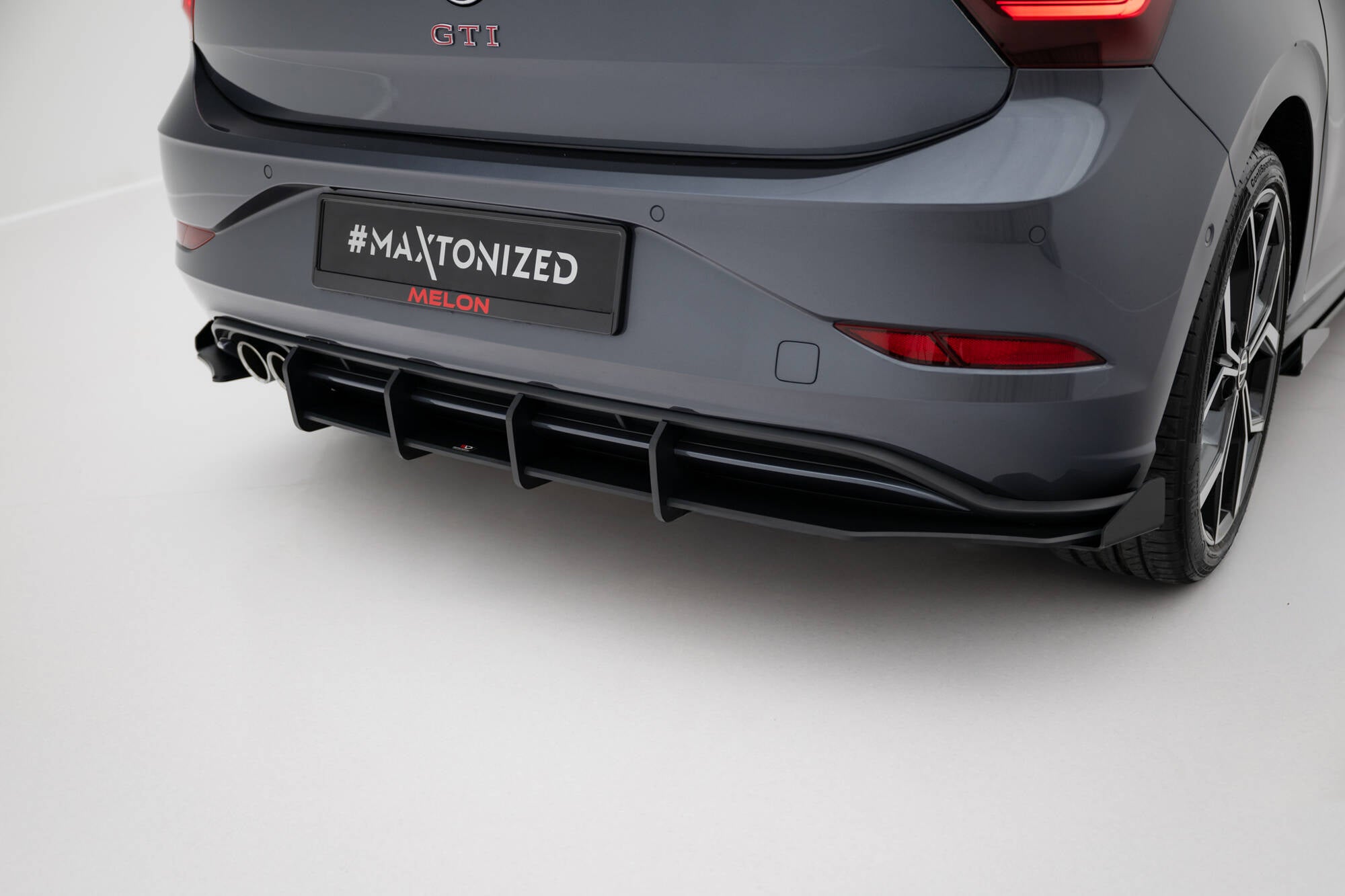 Maxton Design Street Pro Heckschürze + Flaps passend für VW Polo GTI Mk6 Facelift schwarz Hochglanz