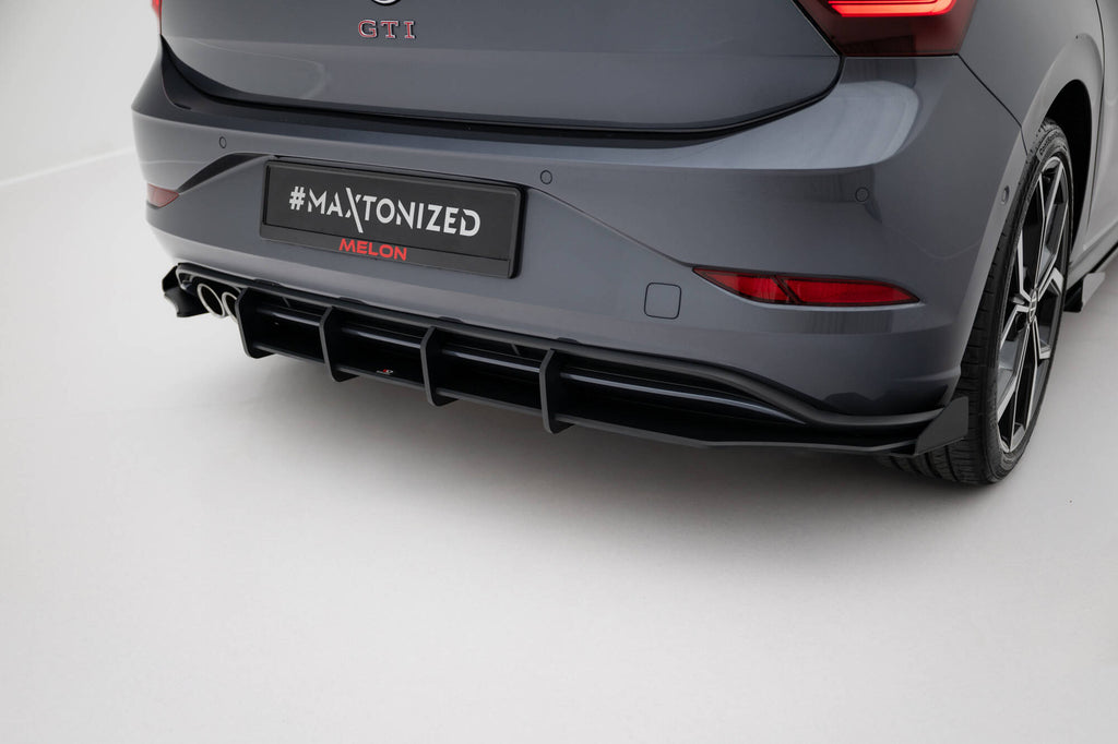Maxton Design Street Pro Heckschürze + Flaps passend für VW Polo GTI Mk6 Facelift schwarz Hochglanz