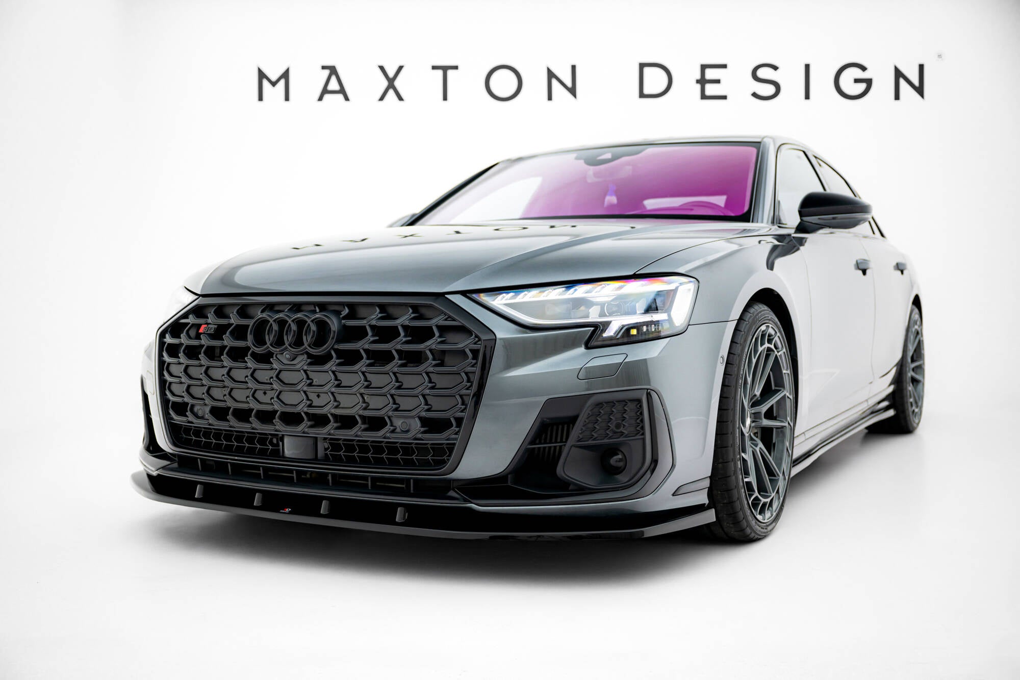 Maxton Design Street+ Spoilerlippe Front Ansatz V.1 passend für Audi S8 / A8 S-Line D5 Facelift schwarz Hochglanz