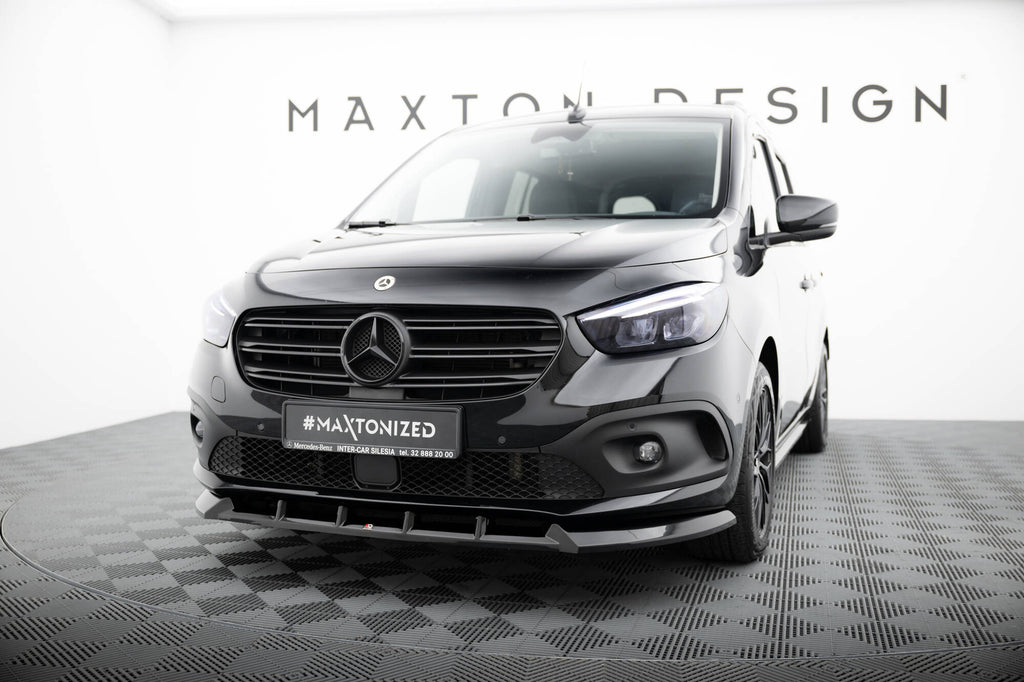 Maxton Design Street+ Spoilerlippe Front Ansatz passend für Mercedes-Benz T W420 schwarz Hochglanz