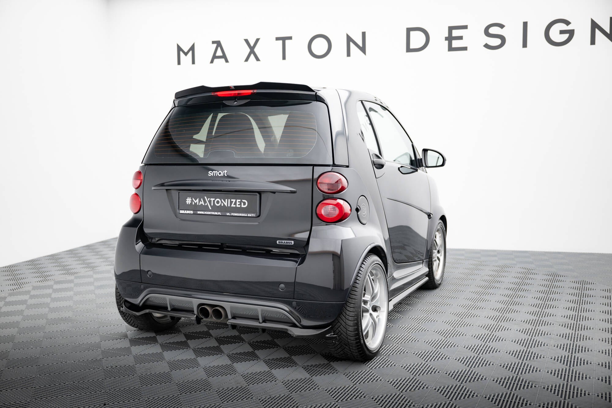 Maxton Design Spoiler CAP passend für Brabus Smart Fortwo C451 Facelift schwarz Hochglanz