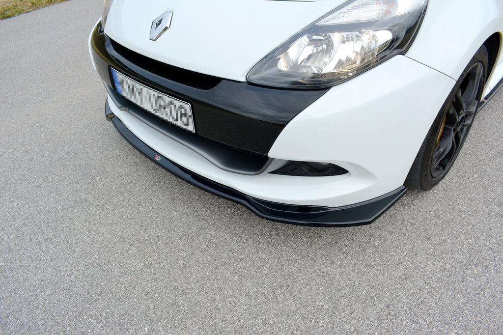 Maxton Design Street+ Spoilerlippe Front Ansatz V.1 passend für RENAULT CLIO MK3 RS FACELIFT schwarz Hochglanz