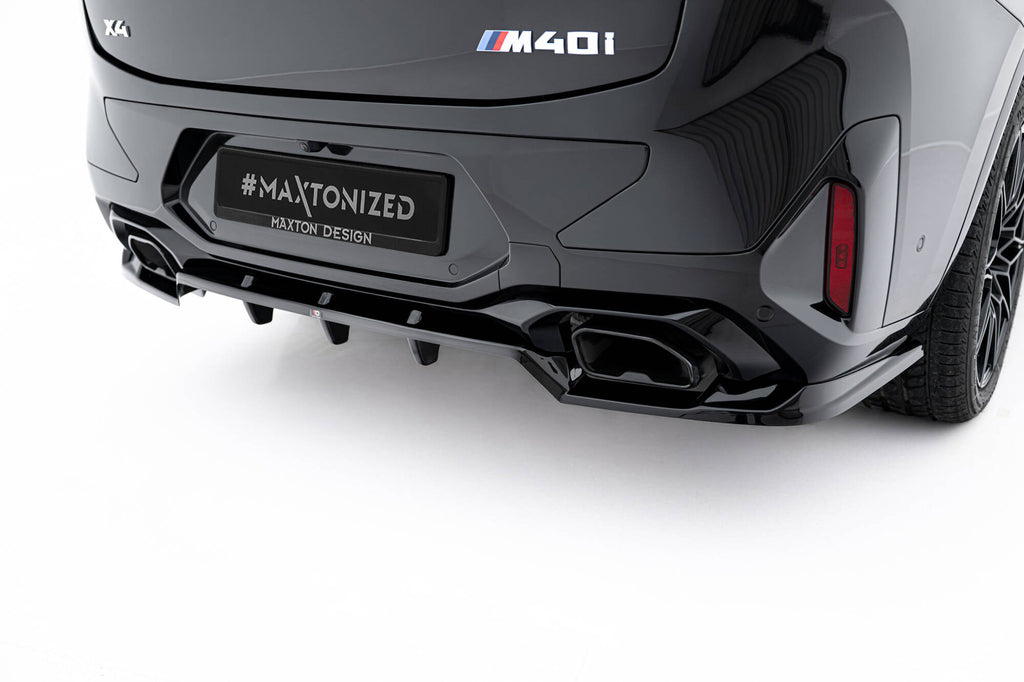 Maxton Design Street+ Mittlerer Diffusor RACE V.2 passend für BMW X4 M-Paket G02 Facelift schwarz Hochglanz