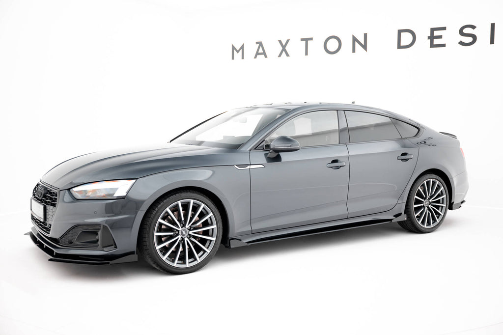 Maxton Design Seitenschweller Flaps passend für Audi A5 Sportback F5 Facelift schwarz Hochglanz
