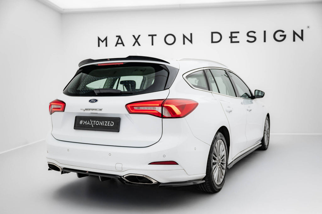 Maxton Design Heck Ansatz Flaps Diffusor passend für Ford Focus Vignale Kombi Mk4 schwarz Hochglanz