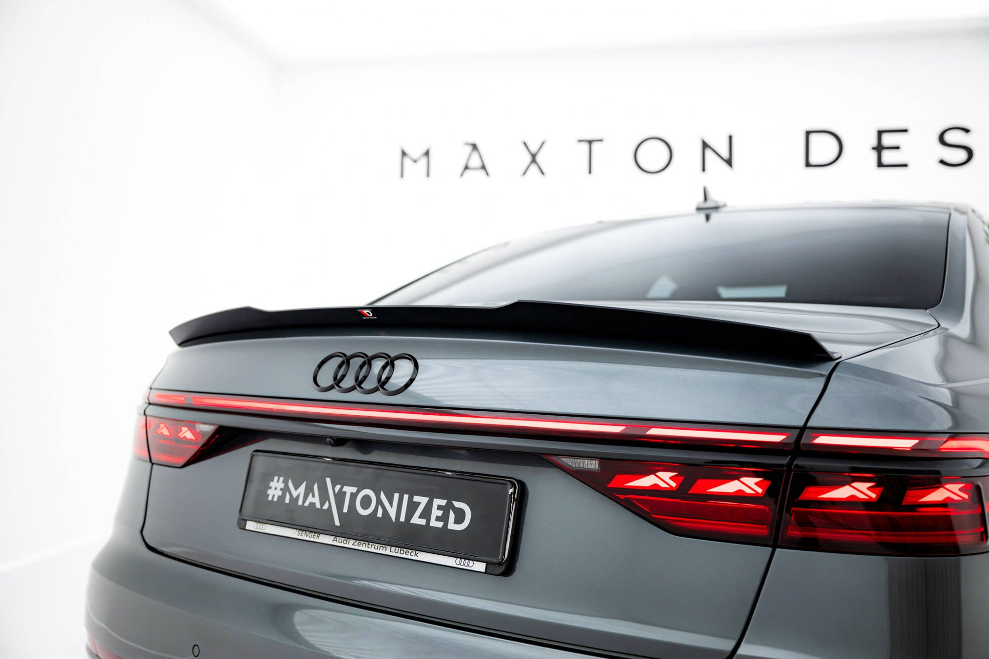 Maxton Design Spoiler CAP passend für Audi S8 / A8 S-Line D5 Facelift schwarz Hochglanz