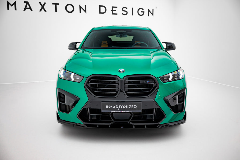 Maxton Design Street+ Spoilerlippe Front Ansatz V.2 passend für BMW X6 M F96 Facelift schwarz Hochglanz