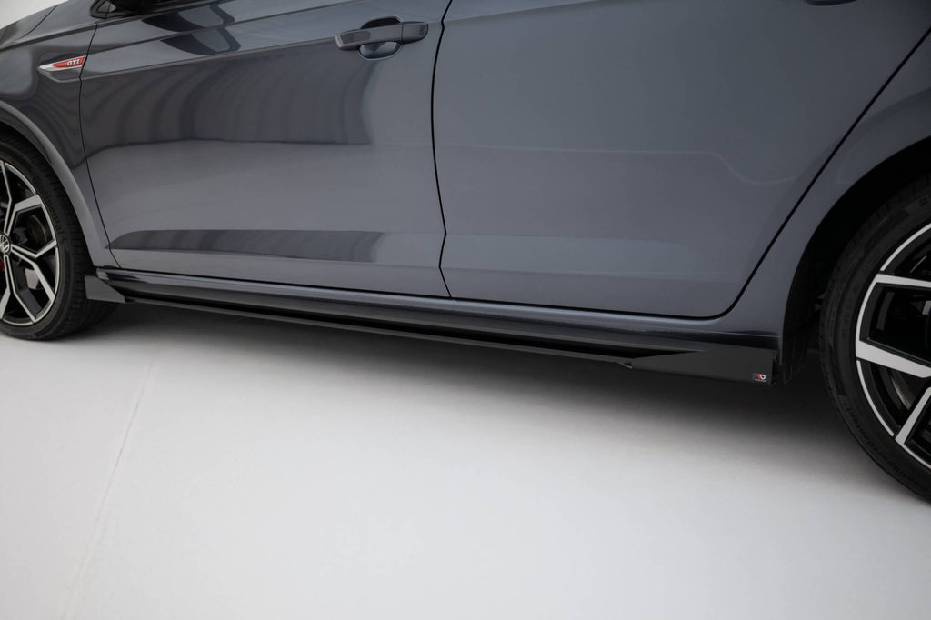 Maxton Design Street Pro Street+ Seitenschweller Leisten + Flaps passend für VW Polo GTI Mk6 Facelift schwarz Hochglanz