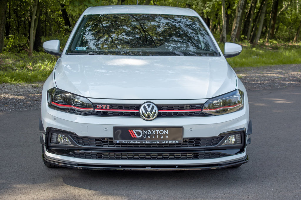 Maxton Design Street+ Spoilerlippe Front Ansatz V.1 passend für VW Polo GTI / R-line Mk6 schwarz Hochglanz