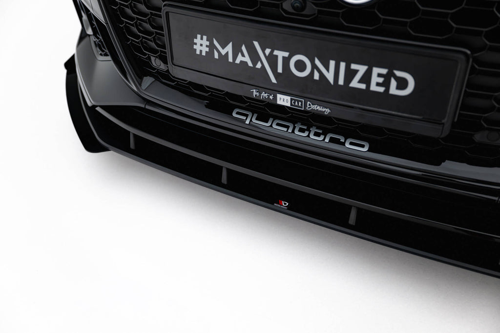Maxton Design Street Pro Street+ Spoilerlippe Front Ansatz + Flaps passend für Audi RS5 Coupe / Sportback F5 schwarz Hochglanz