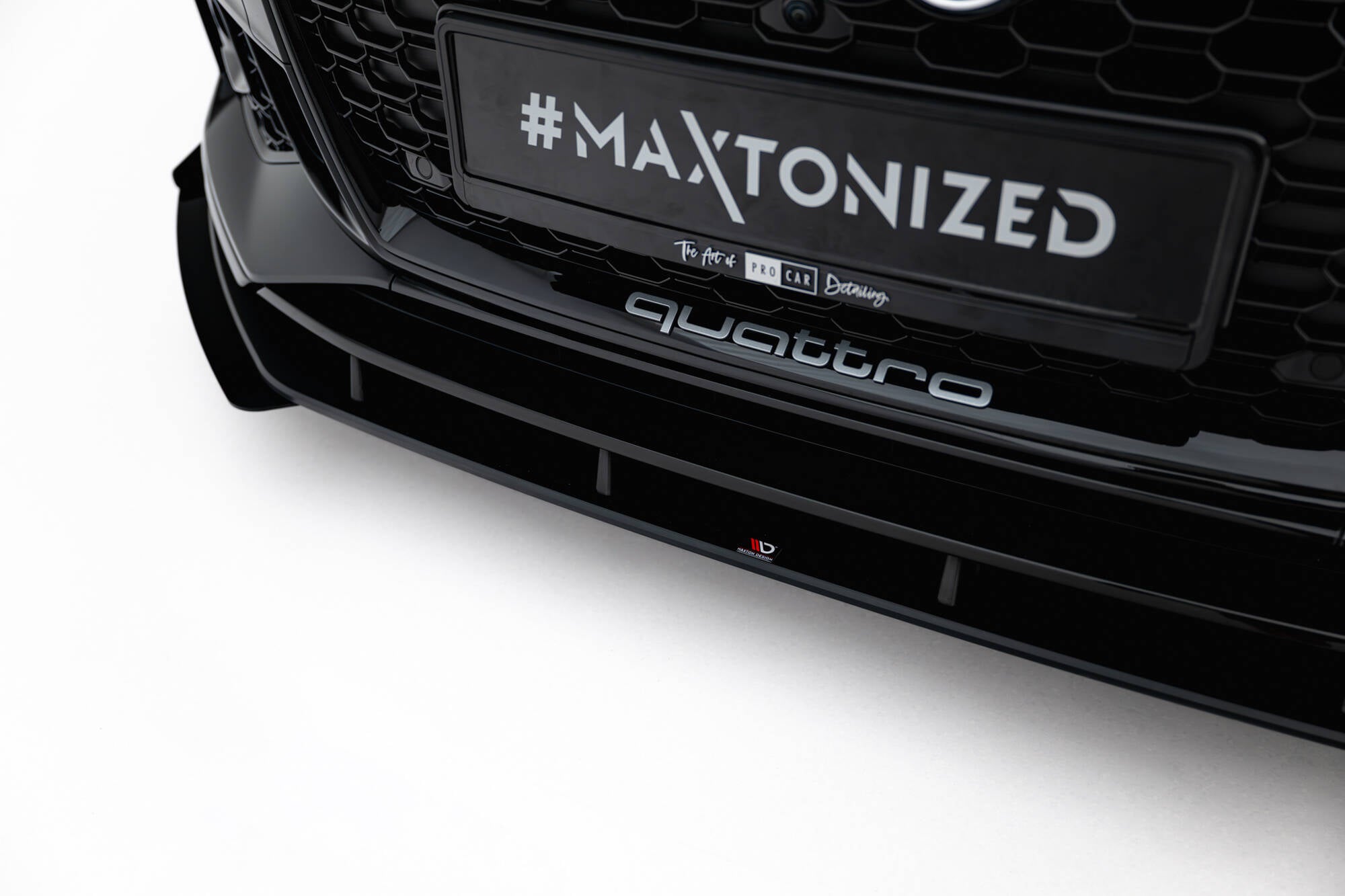 Maxton Design Street Pro Street+ Spoilerlippe Front Ansatz + Flaps passend für Audi RS5 Coupe / Sportback F5 schwarz Hochglanz