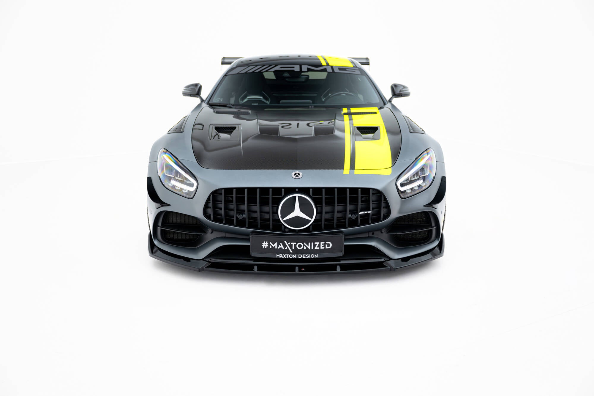 Maxton Design Street+ Spoilerlippe Front Ansatz passend für Mercedes-AMG GT C C190 Facelift schwarz Hochglanz