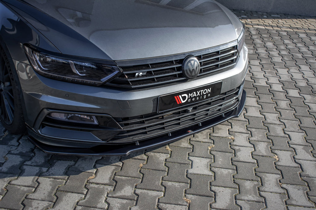 Maxton Design Street+ Spoilerlippe Front Ansatz V.1 passend für VW Passat R-Line B8 schwarz Hochglanz