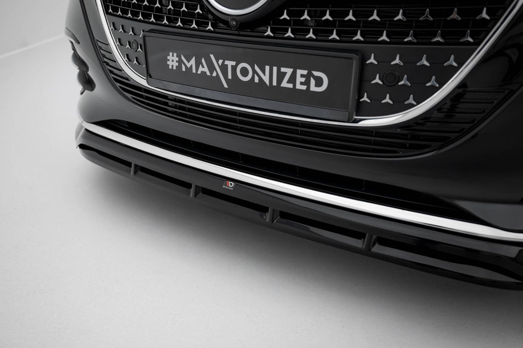 Maxton Design Street+ Spoilerlippe Front Ansatz passend für Mercedes-Benz V / Vito AMG-Line W447 Facelift 2 schwarz Hochglanz