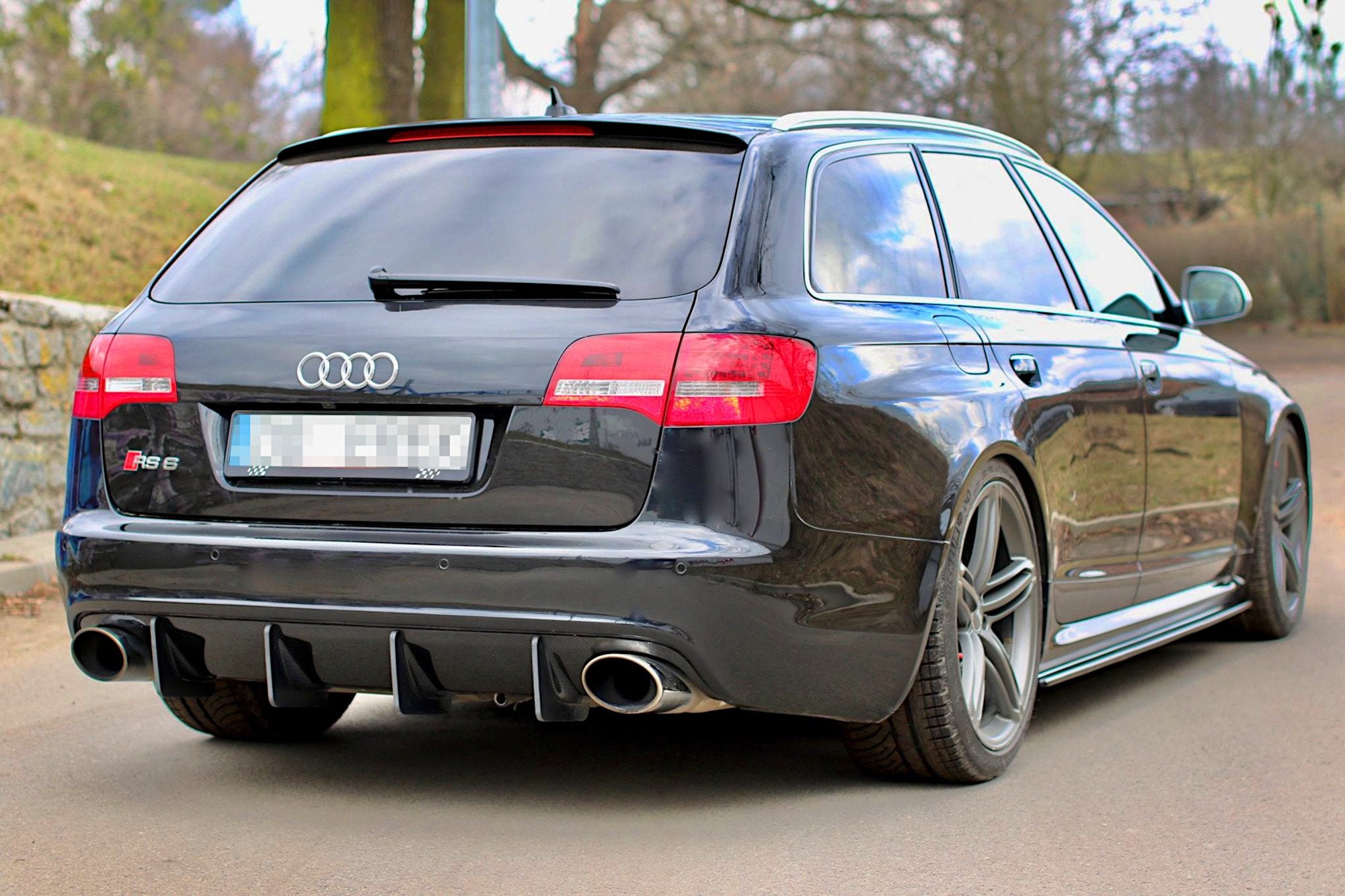 Maxton Design Street+ Seitenschweller Leisten passend für Audi RS6 C6 schwarz Hochglanz