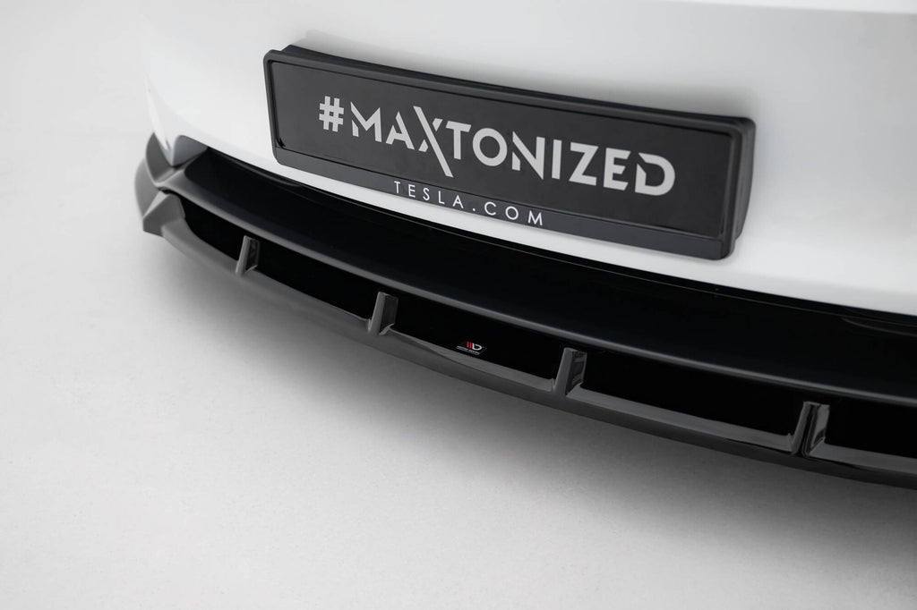 Maxton Design Street+ Spoilerlippe Front Ansatz V.2 passend für Tesla Model 3 Performance Mk1 Facelift schwarz Hochglanz