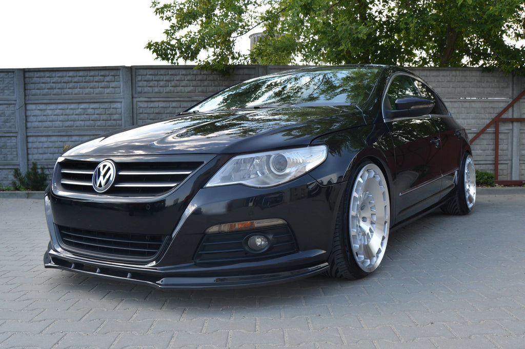 Maxton Design Street+ Spoilerlippe Front Ansatz V.1 passend für VW PASSAT CC vor Facelift, STANDARD STOßSTANGE schwarz Hochglanz