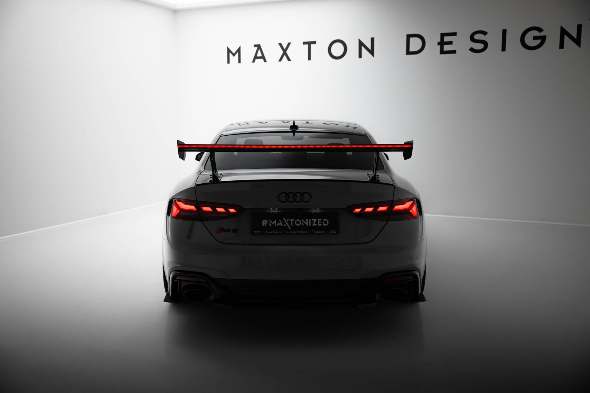 Maxton Design Carbon Spoiler With External Brackets Uprights V.1 + LED Audi A5 / A5 S-Line / S5 / RS5 Coupe F5 / F5 Facelift für Audi A5 / S5 / RS5