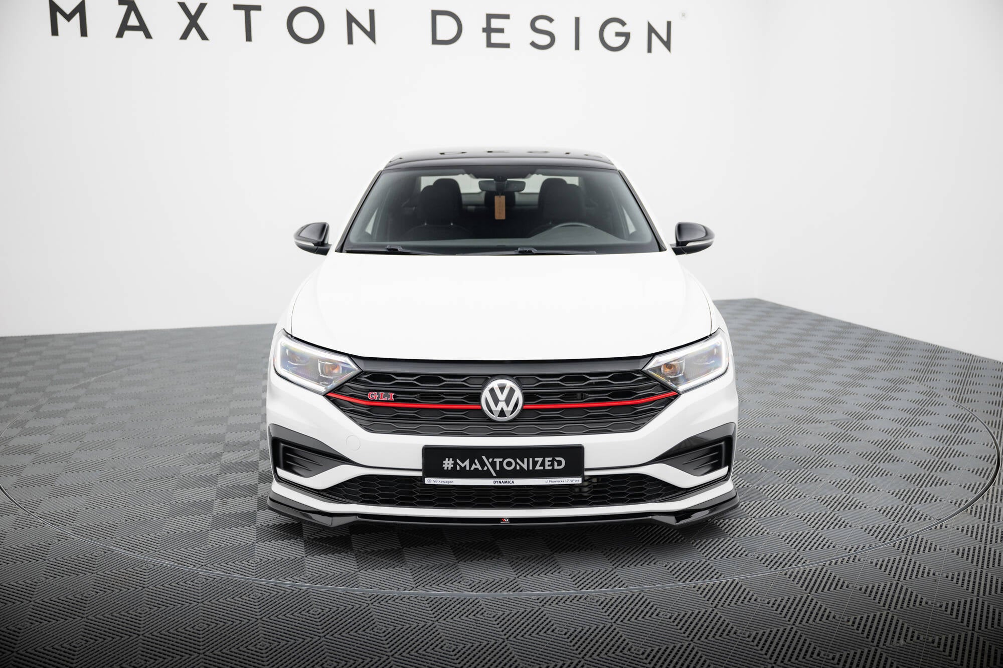 Maxton Design Street+ Spoilerlippe Front Ansatz V.2 passend für VW Jetta GLI Mk7 schwarz Hochglanz