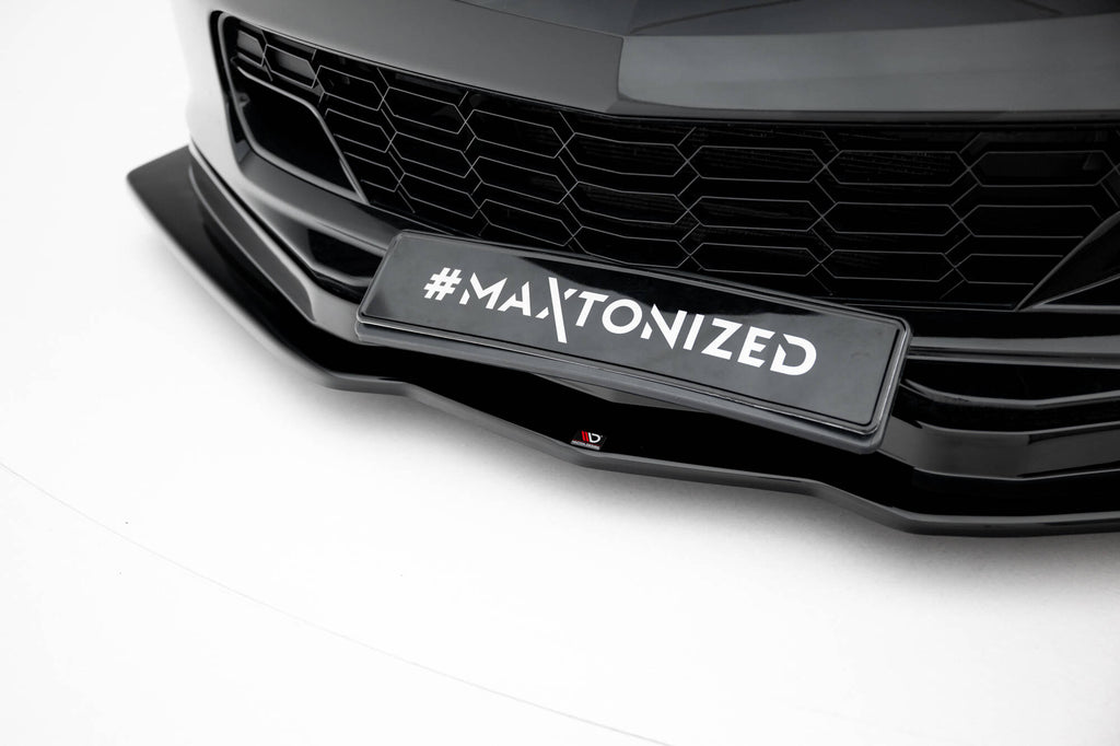 Maxton Design Street+ Spoilerlippe Front Ansatz V.1 passend für Chevrolet Corvette Stingray / Z06 C7 schwarz Hochglanz