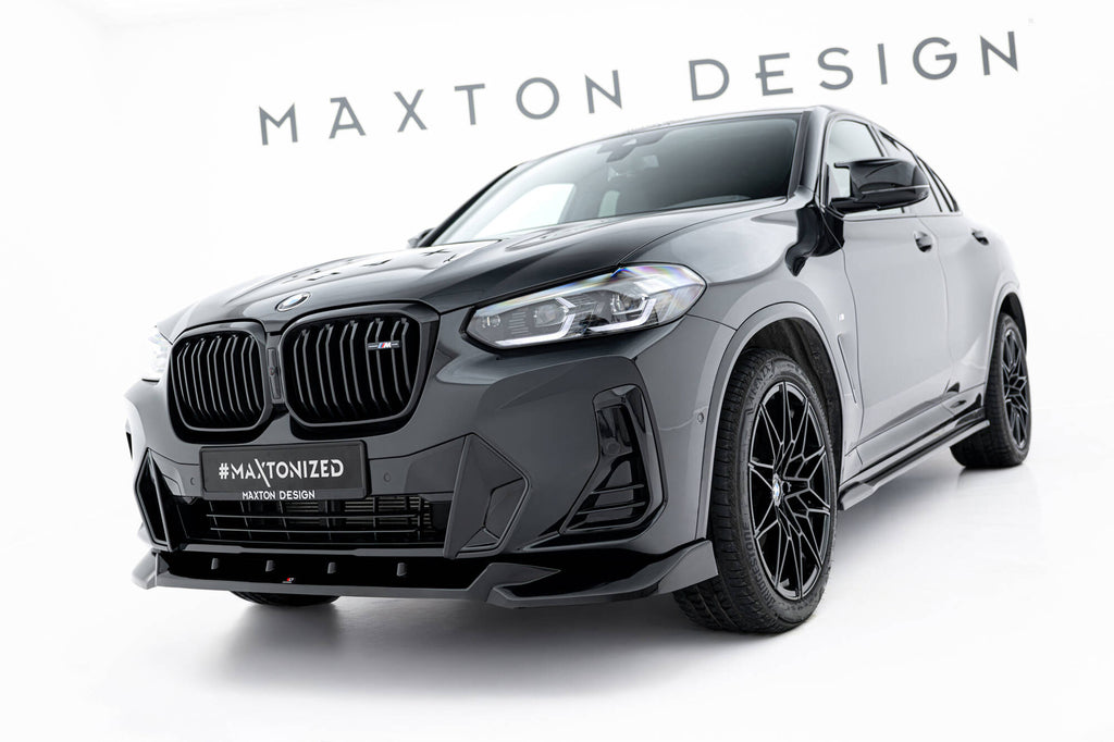 Maxton Design Street+ Spoilerlippe Front Ansatz V.2 passend für BMW X4 M-Paket G02 Facelift schwarz Hochglanz