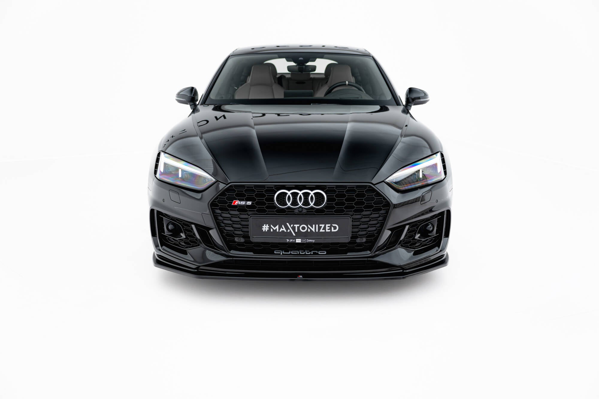 Maxton Design Street+ Spoilerlippe Front Ansatz V.2 passend für Audi RS5 Coupe / Sportback F5 schwarz Hochglanz