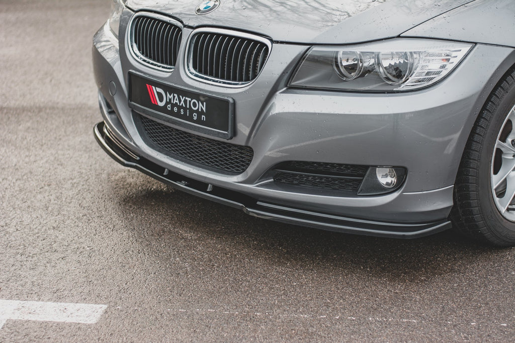 Maxton Design Street+ Spoilerlippe Front Ansatz V.2 passend für BMW 3er E90/E91 Facelift schwarz Hochglanz