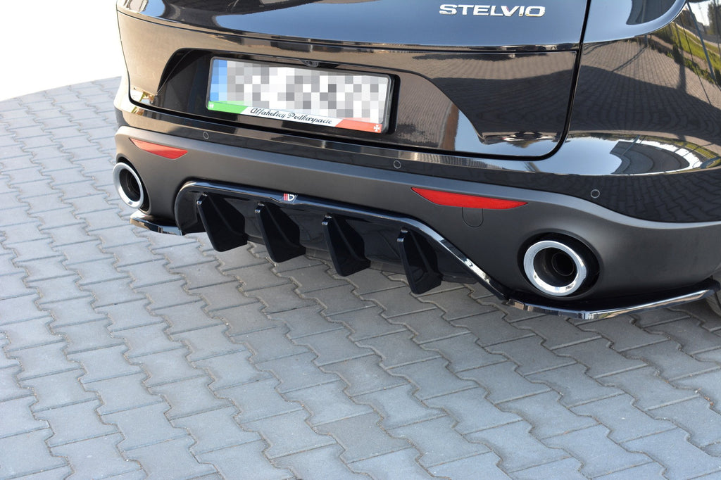 Maxton Design Diffusor Heck Ansatz passend für Alfa Romeo Stelvio Mk1 schwarz Hochglanz