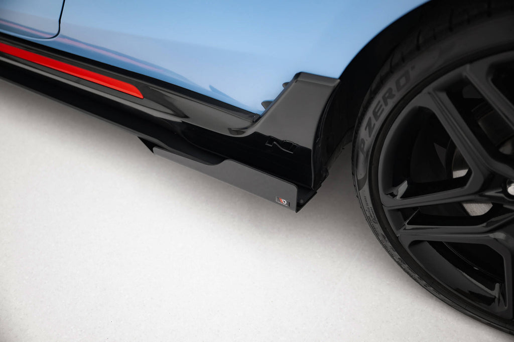 Maxton Design Street Pro Street+ Seitenschweller Leisten + Flaps passend für Hyundai Veloster N Mk2 schwarz Hochglanz