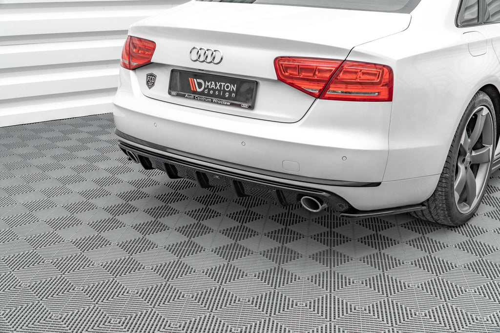 Maxton Design Diffusor Heck Ansatz passend für Audi A8 D4 schwarz Hochglanz