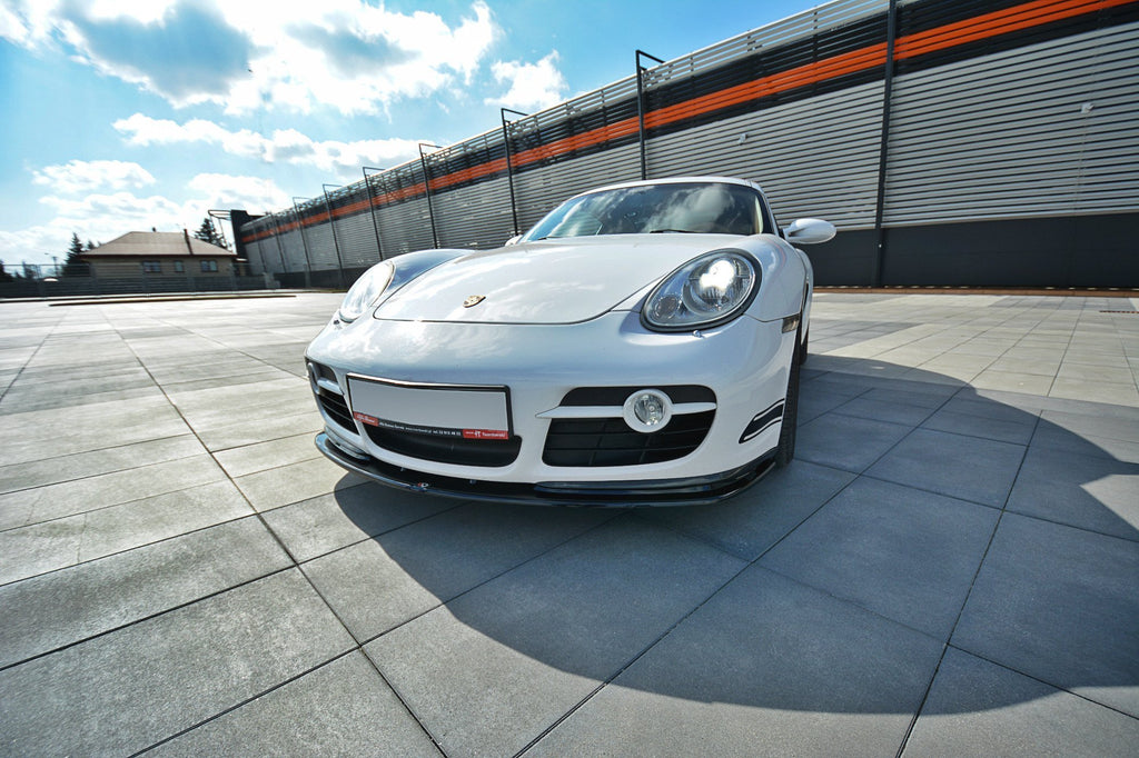 Maxton Design Street+ Spoilerlippe Front Ansatz V.2 passend für PORSCHE CAYMAN S 987C schwarz Hochglanz