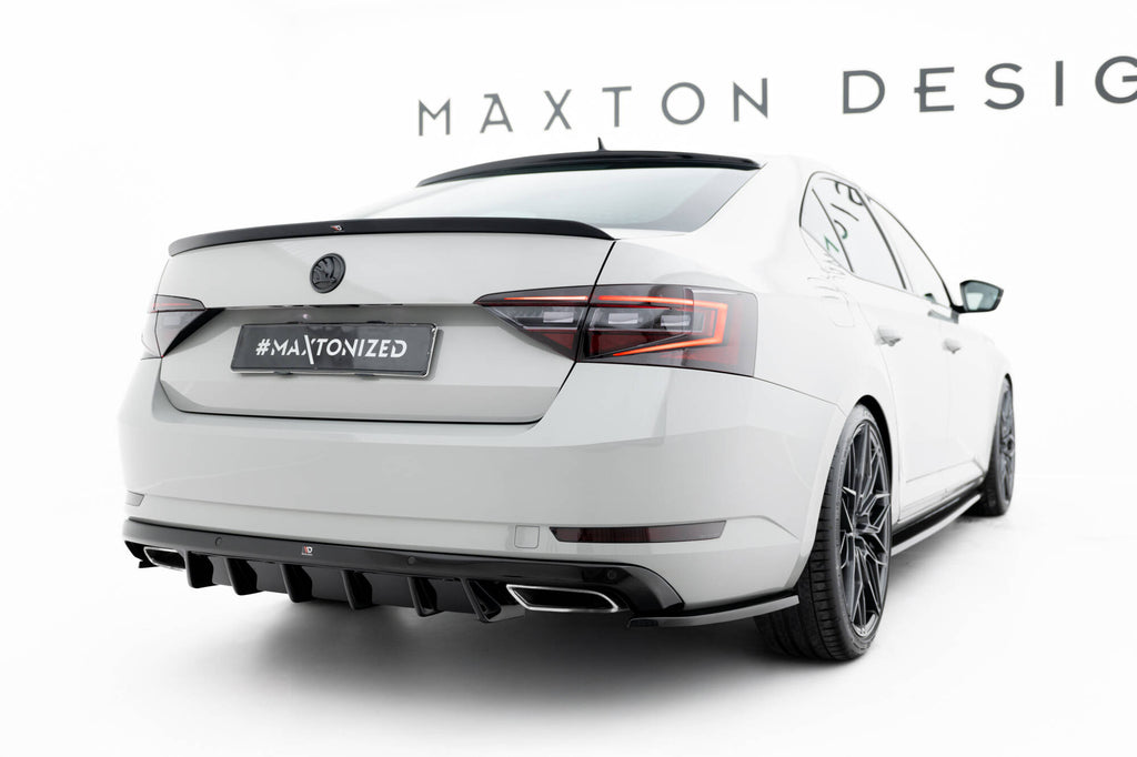 Maxton Design Diffusor Heck Ansatz passend für Skoda Superb Liftback / Combi Mk3 schwarz Hochglanz