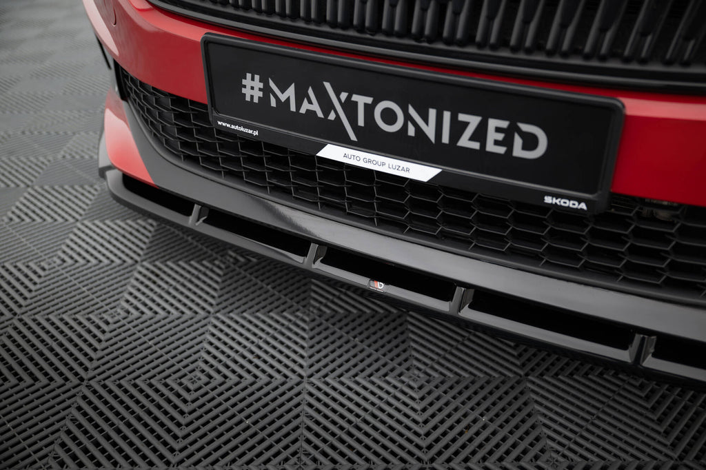 Maxton Design Street+ Spoilerlippe Front Ansatz passend für Skoda Fabia Mk4 schwarz Hochglanz