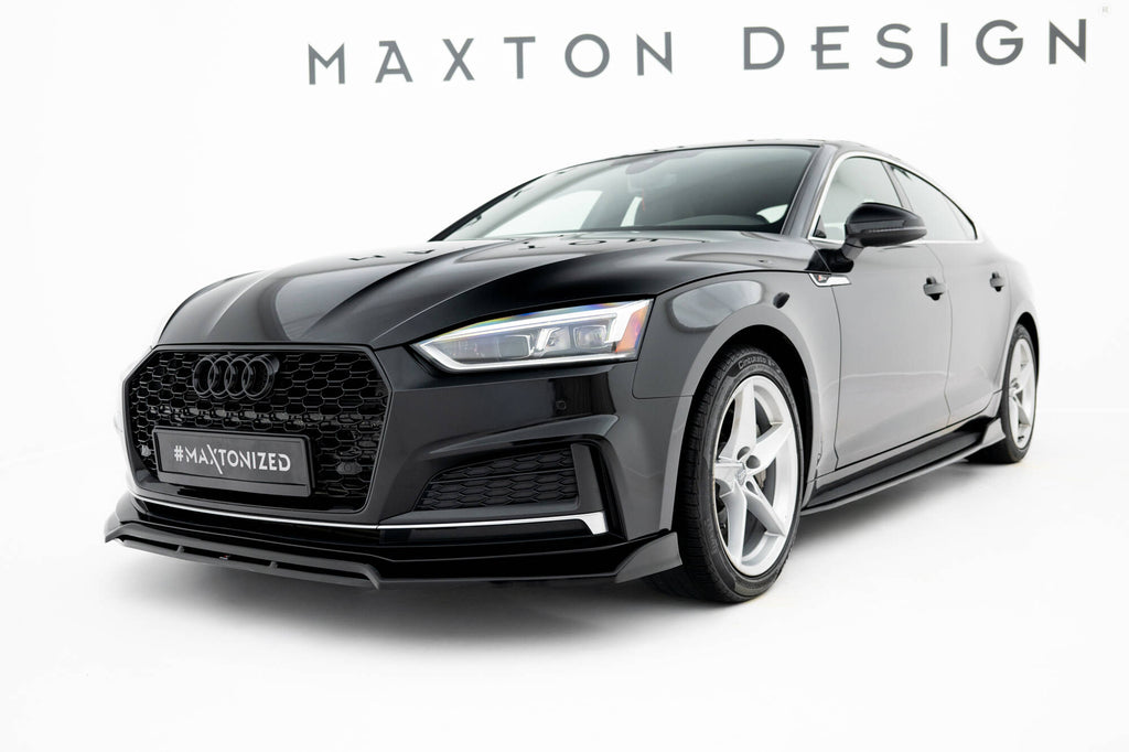 Maxton Design Street+ Spoilerlippe Front Ansatz passend für Audi S5 / A5 S-Line Coupe / Sportback F5 schwarz Hochglanz