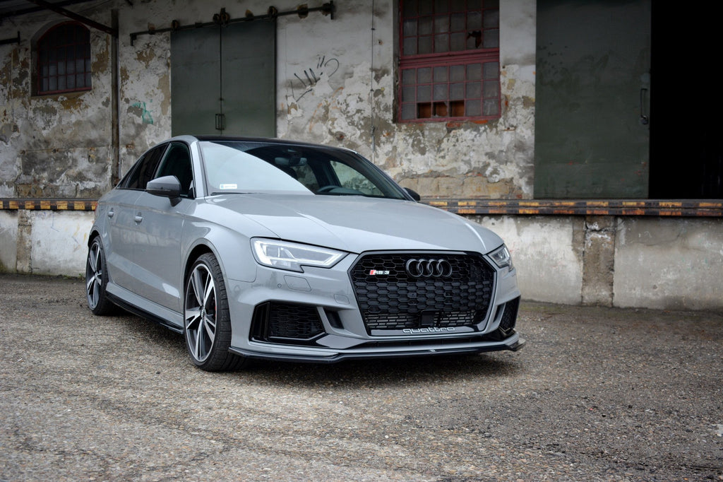 Maxton Design Street+ Spoilerlippe Front Ansatz V.2 passend für Audi RS3 Limousine 8V Facelift schwarz Hochglanz