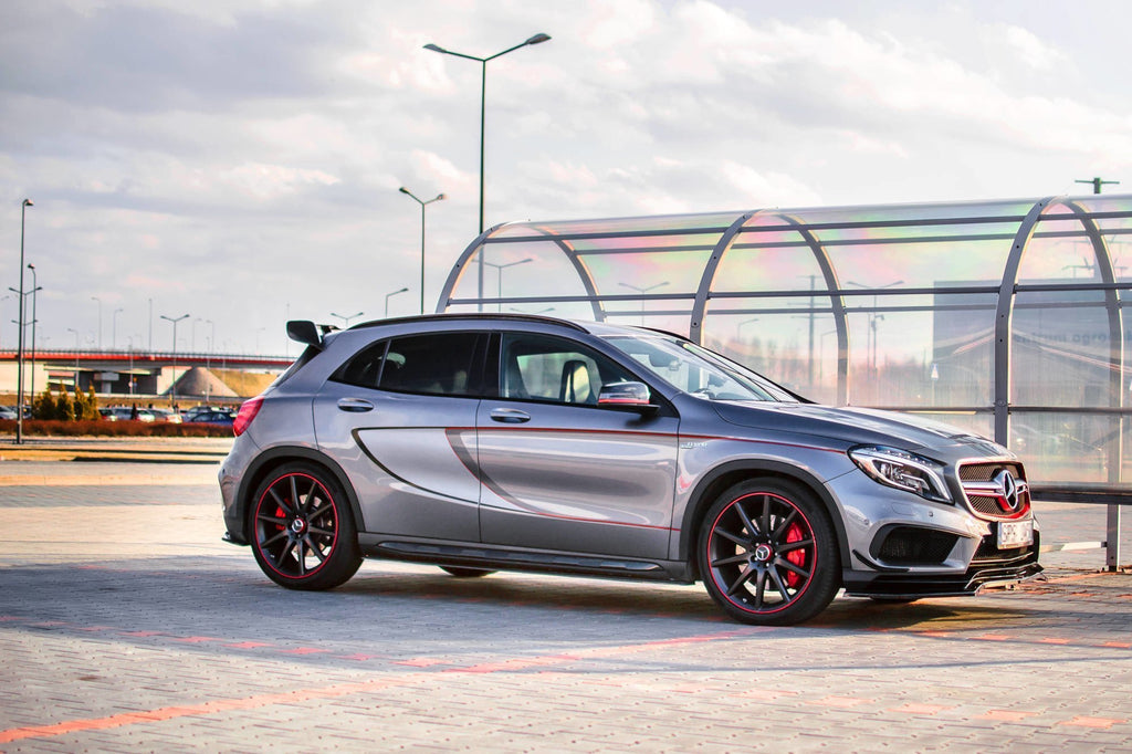 Maxton Design Seitenschweller Ansatz für Mercedes GLA 45 AMG SUV (X156) vor Facelift schwarz matt